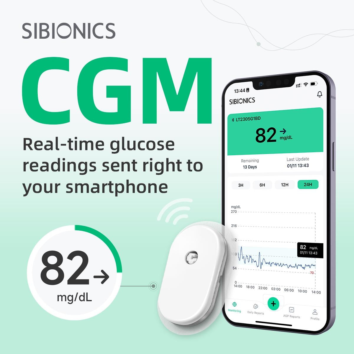 SiBionics® GS1 - Continuous Glucose Monitoring System (14D)